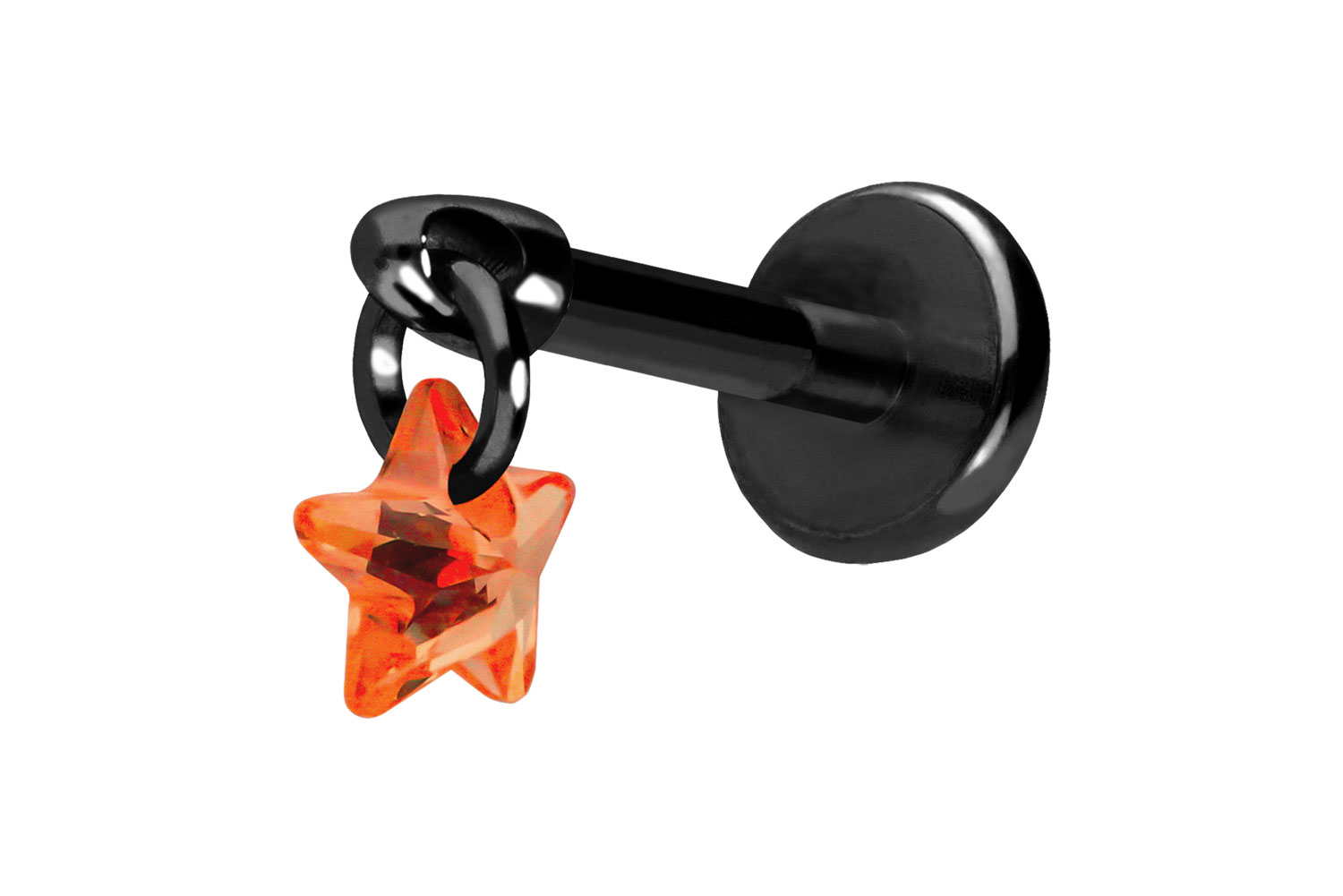 Titan Labret Piercing mit Push Fit KRISTALLSTERN